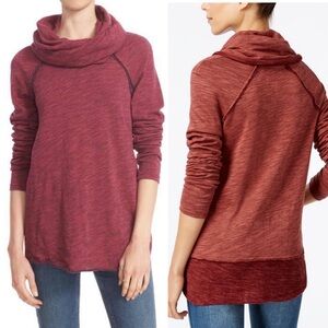 Free People Beach Cocoon Cowl Neck Burgundy Pullover